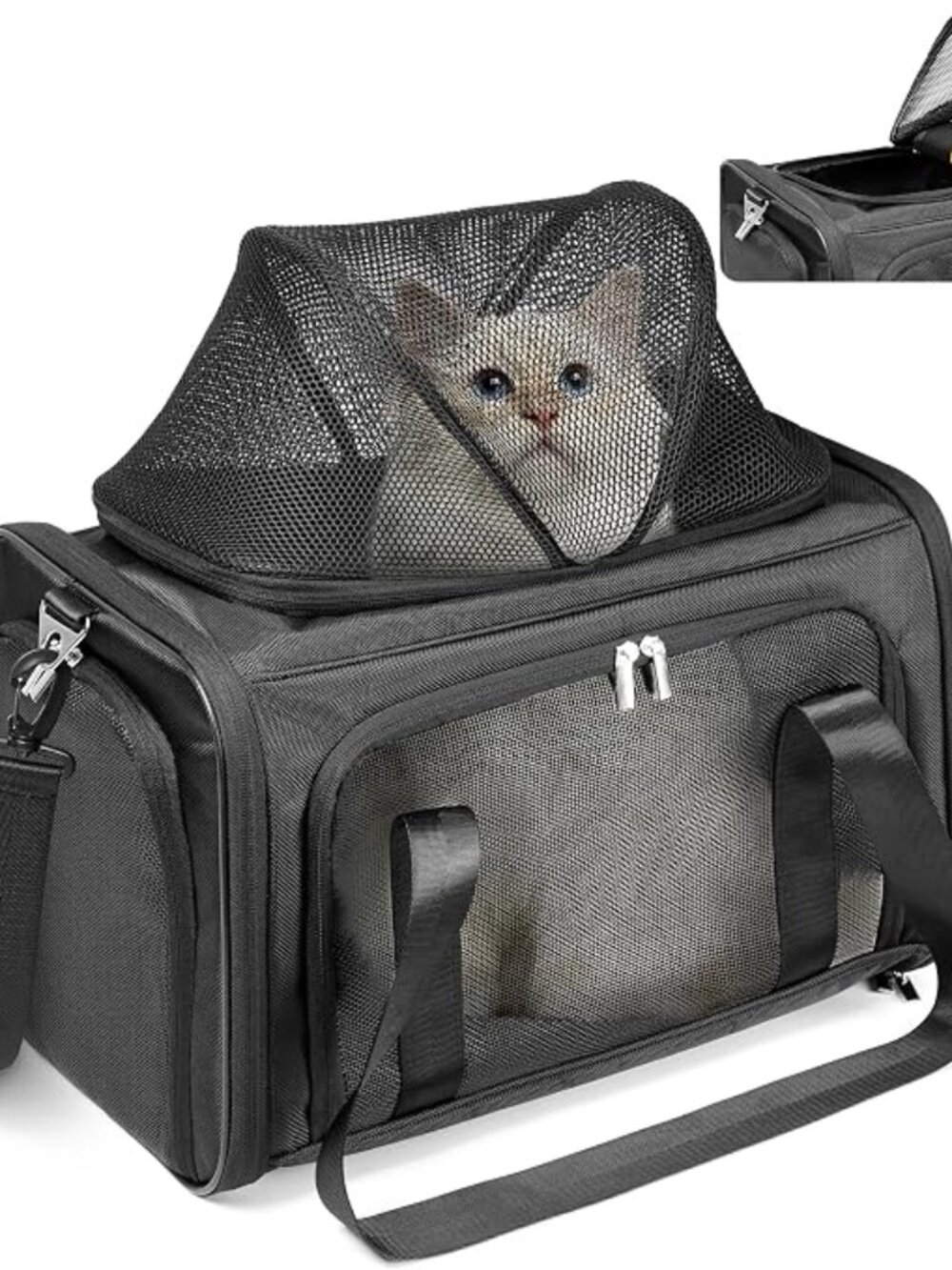 NWOT! Pet Carrier Bag for Cats/Small Dogs w/Mesh Panels|Pop-up Top|Luggage Strap